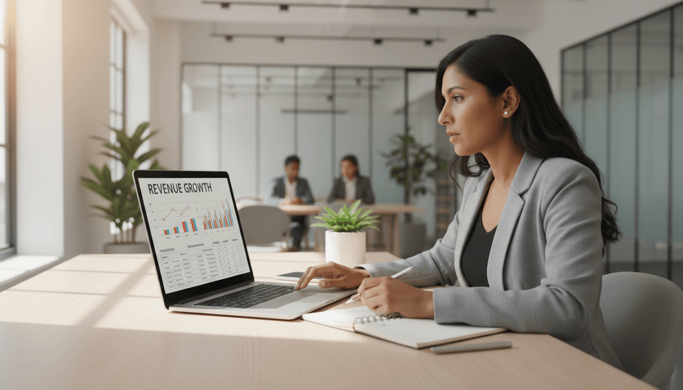 Market analyst reviewing investment data on computer screen